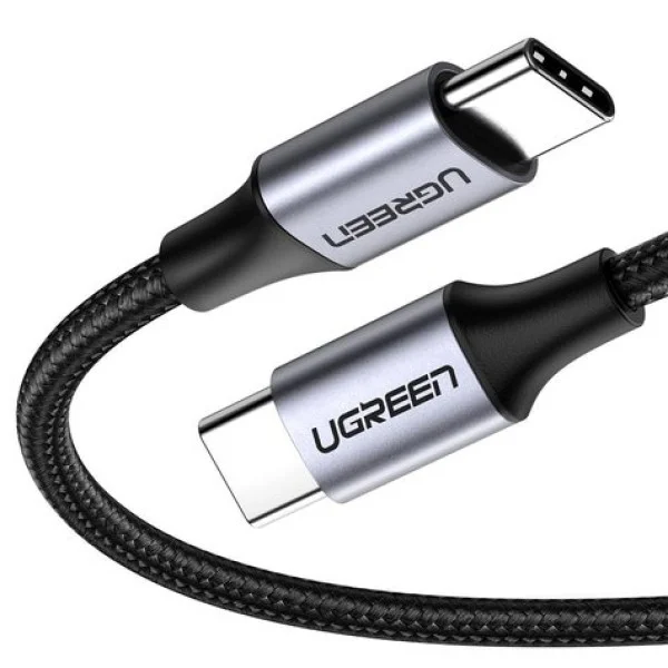 UGREEN USB-C to USB-C Round Cable Nickel Plating Aluminum Shell 1m, Gray Black - US261