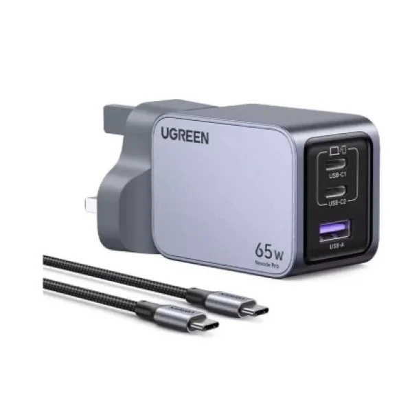 UGREEN Nexode Pro 65W 3-Port GaN Fast Charger UK, Grey - X755