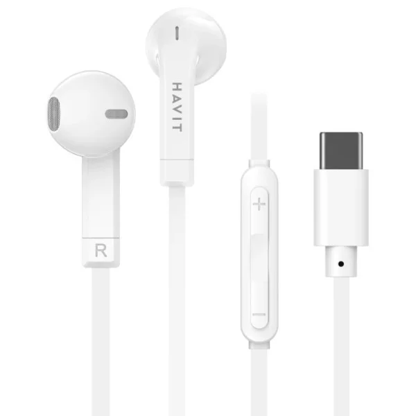 Havit Wired Type-C Earphone, White - E336C