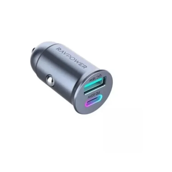 RAVPower 65W, 2 Ports Car Charger, Black - RP-VC1013