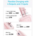 Anker Zolo Power Bank (20K, 30W, Built-In USB-C and Lightning Cable), Pink - A1681H51