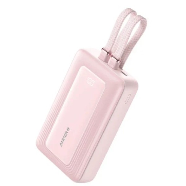 Anker Zolo Power Bank (20K, 30W, Built-In USB-C and Lightning Cable), Pink - A1681H51