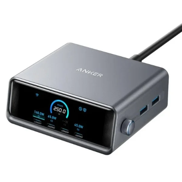 Anker Prime Charger (250W, 6 Ports, GaNPrime), Silver - A2345241
