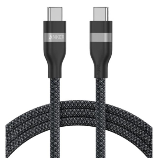 Anker USB-C to USB-C Cable 240W (Upcycled-Braided) (0.9m/3ft), Black - A82E2H11