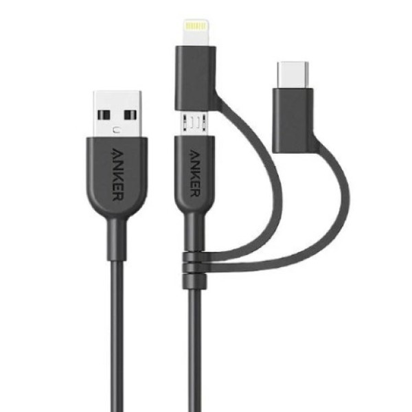 Anker PowerLine II 3-in-1 (0.9m/3ft) C89, Black - A8436H12