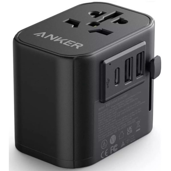 Anker 312 Outlet Extender, 30 Watts, Black - A9212K11