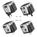 Hoco Travel Charger Dual USB Output with Plug Conversion EU / UK / US / AUS - AC5