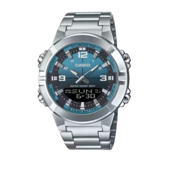 Casio Stainless Steel Band Analog-Digital Watch for Men - AMW-870DA-2A2VDF