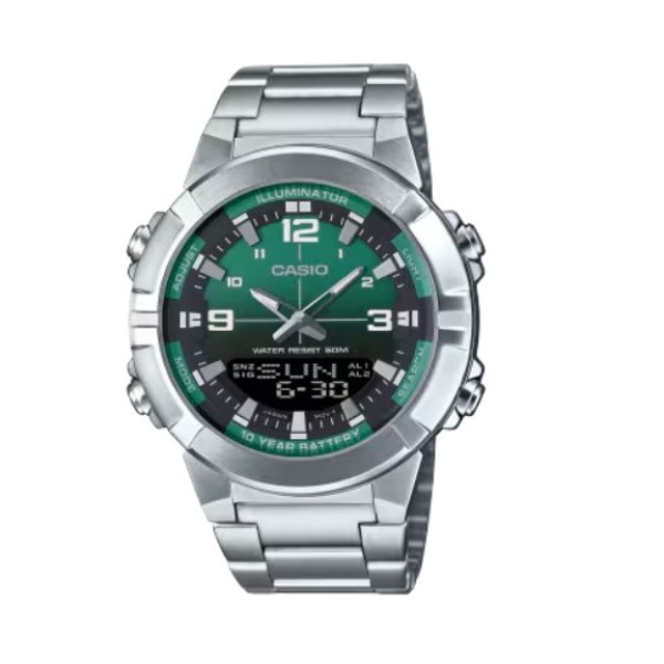 Casio Stainless Steel Band Analog-Digital Watch for Men - AMW-870DA-3AVDF