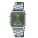 Casio Green Dial Stainless Steel Analog-Digital Watch for Unisex - AQ-230A-3AMQYDF