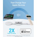 Anker MagGo Wireless Charging Station (3-in-1, Foldable Pad) with Adapter and Cable, White - B25M8H21