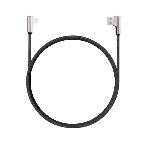 Aukey MFi Right Angle Nylon Braided Lightning Cable, Black - CB-BAL6