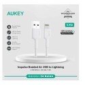 Aukey Nylon Braided USB A to Lightning Cable 0.9m, White - CB-BAL7-WH