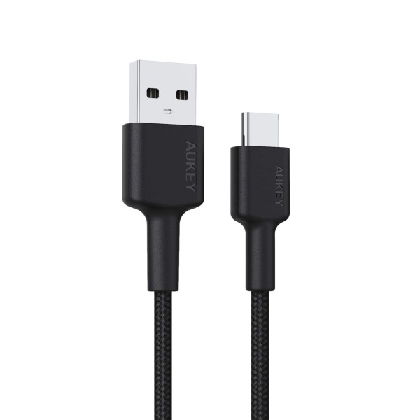 Aukey Nylon Braided USB 2.0 to USB-C Cable 0.9m, Black - CB-CD30-BK