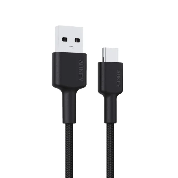 Aukey Nylon Braided USB 2.0 to USB-C Cable 0.9m, Black - CB-CD30-BK