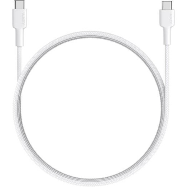 Aukey Braided Nylon USB-C to USB-C Cable 0.9m, White - CB-CD45-WH