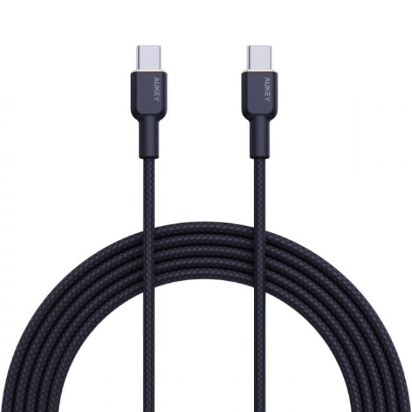 Aukey Nylon Braided USB-C to USB-C Cable, Black - CB-NCC1-BK
