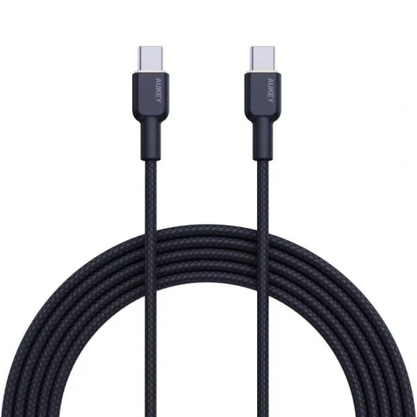 Aukey Nylon Braided USB-C to USB-C Cable, Black - CB-NCC1-BK