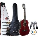 Artland Linder 39" Top Back & Side Classic Guitar, Red with With Free Guitar Stand - CG860R/GS/438 