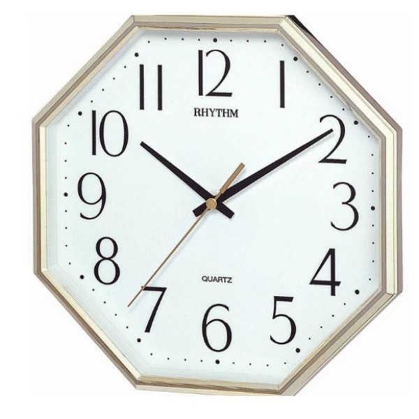 Rhythm Gold Case Basic Wall Clock - CMG725BR18