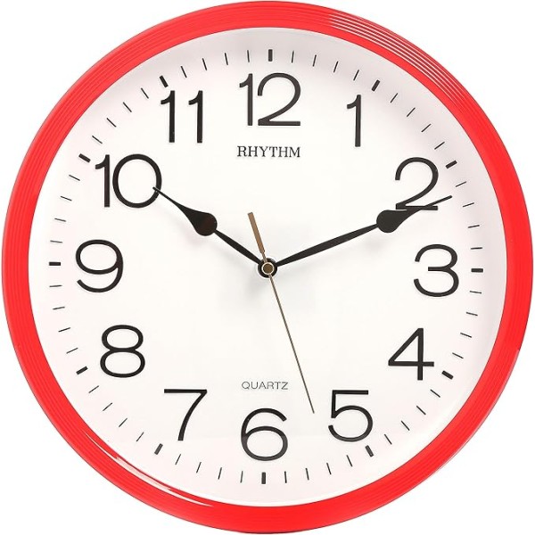 Rhythm Round Shape, Red Case Basic Wall Clock - CMG734NR01