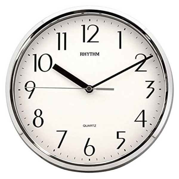 Rhythm Japan Wall Clock, Silver and White - CMG839BR19