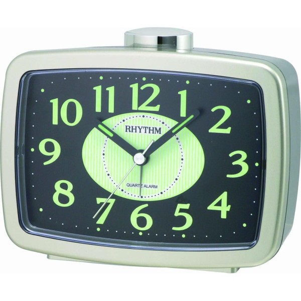 Rhythm Basic Bell Alarm Clock, Golden & Grey - CRA630NR18