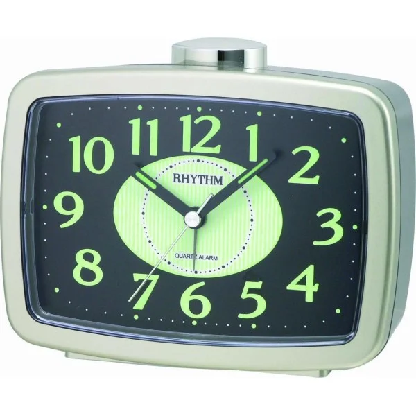 Rhythm Basic Bell Alarm Clock, Golden & Grey - CRA630NR18