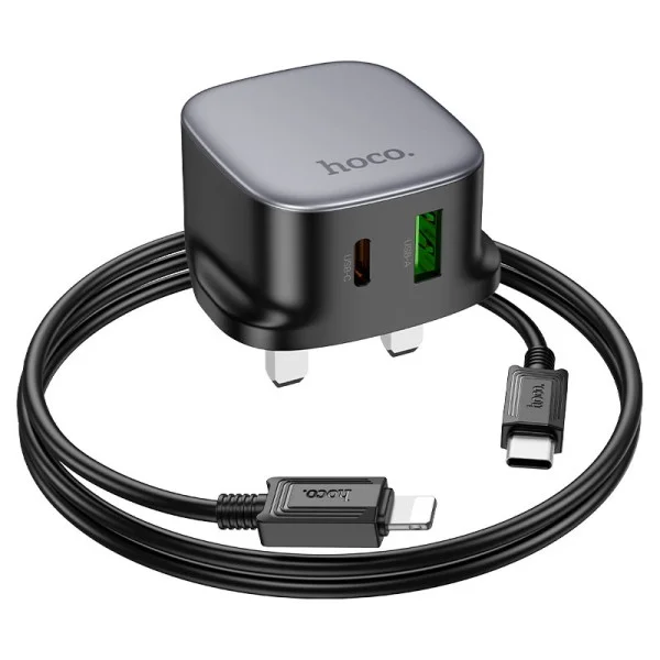 Hoco Wall charger &ldquo;CS32B Rich&rdquo; PD20W + QC3.0 UK Cable Set - CS32B