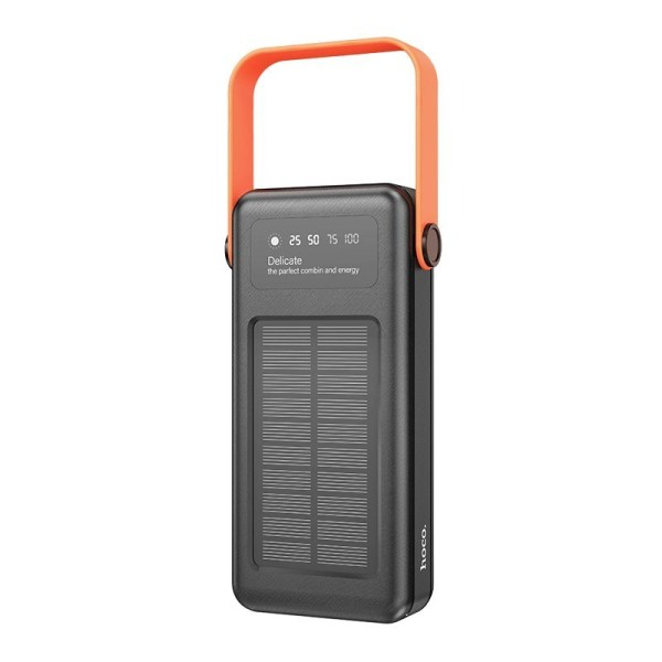 Hoco Solar Charging Portable Power Bank 30000mAh, Black - DB33 plus