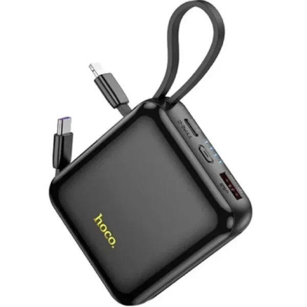 Hoco 20Watts, 10,0000mAh Mini Size Powerbank with Cable, Black - DB86