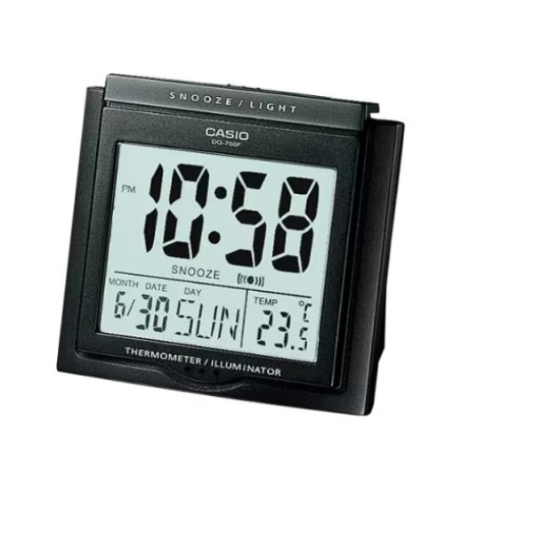 Casio Digital Alarm Table Clock, Black - DQ-750F-1DF