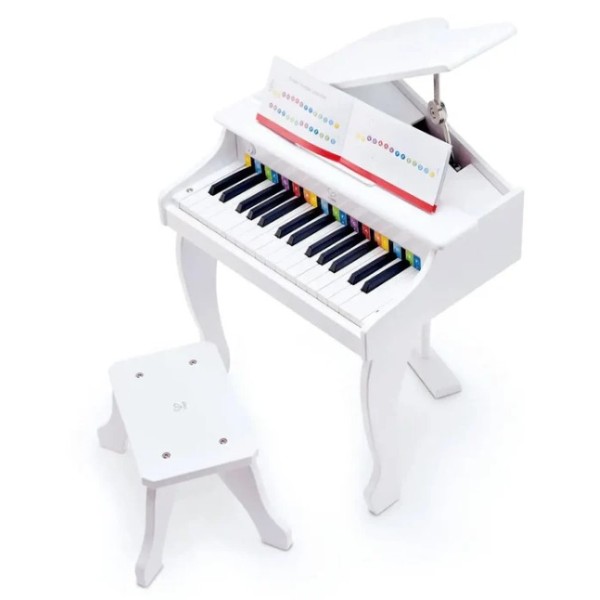 Hape Deluxe White Grand Piano Thirty Key Piano Toy - E0338-T