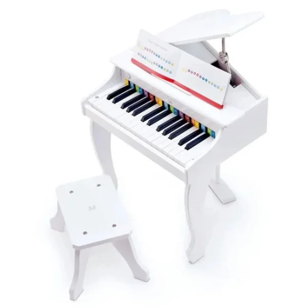 Hape Deluxe White Grand Piano Thirty Key Piano Toy - E0338-T