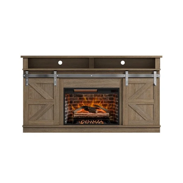 Orca Sliding Barn Door Console Up to 86-inch TV - E115-VENEER