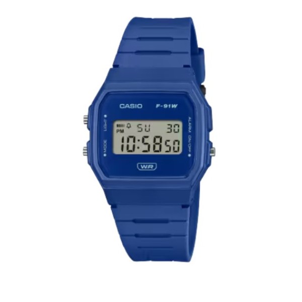 Casio Blue Band Digital Watch for Unisex - F-91WB-2A1DF