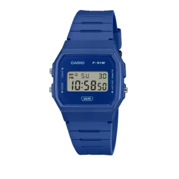 Casio Blue Band Digital Watch for Unisex - F-91WB-2A1DF
