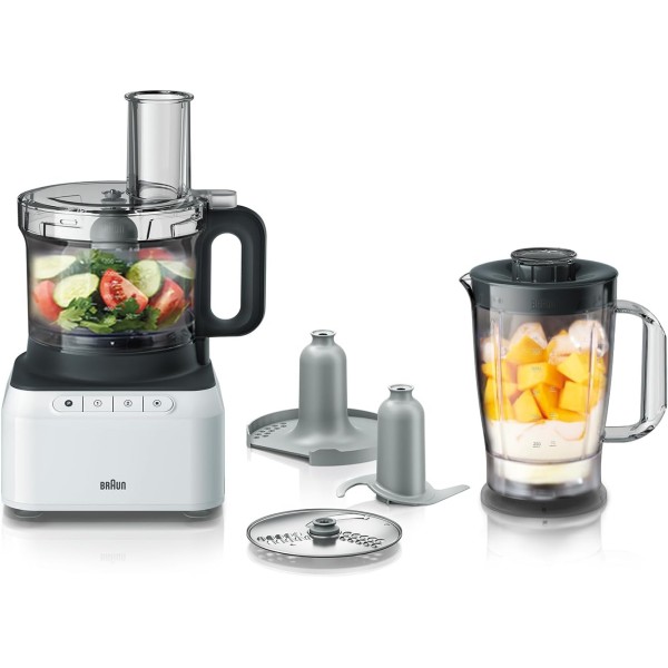 Braun PurEase Food Processor, 800Watts, White - FP3131WH