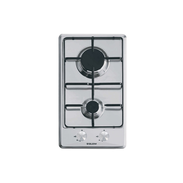 Glemgas 2 Burners, Stainless Steel Gas Hob 30cm - GLGT32IX