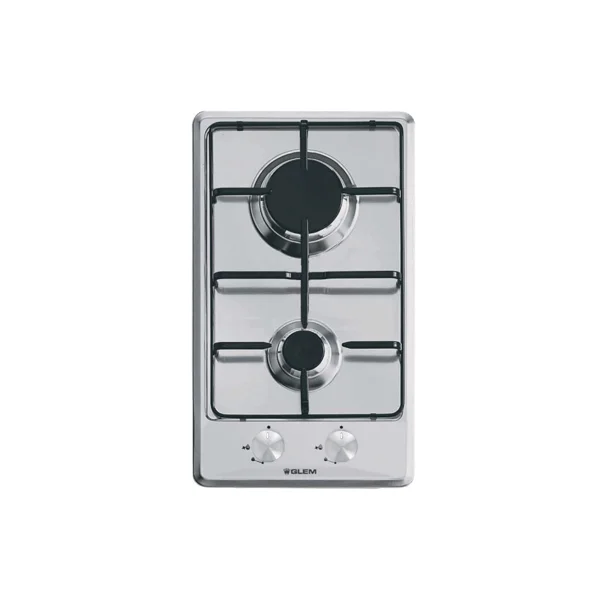 Glemgas 2 Burners, Stainless Steel Gas Hob 30cm - GLGT32IX