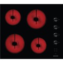 Glemgas Stainless Steel, 60cm 4 Electric Plates-Side Control Ceramic Hob - GLGTH64K