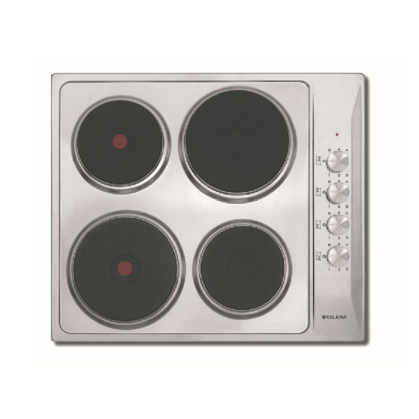 Glemgas Stainless Steel 4 Plates 60cm, Electric Hob - GLGTL640IX