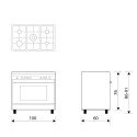 Glemgas Stainless Steel 5 Burners 100X60cm Gas Cooker - GLMQ1634RI01UT