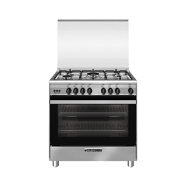 Glemgas 5 Burners, 90X60cm Stainless Steel Gas Cooker - GLSE8634GI01AC