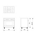Glemgas 5 Burners, 90X60cm Stainless Steel Gas Cooker - GLST9634GI01AM