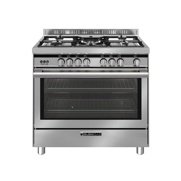Glemgas 5 Burners, 90X60cm Stainless Steel Gas Cooker - GLST9634GI01AM