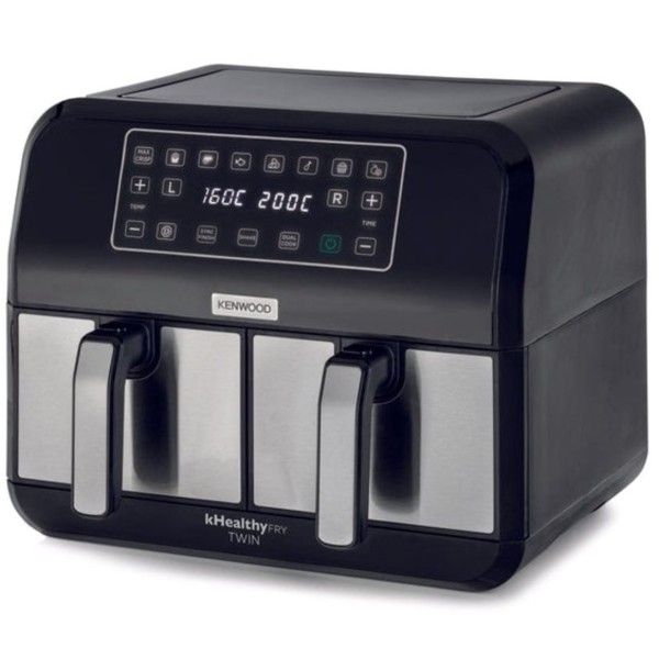 Kenwood Digital Twin Air Fryer 4 Liters + 4 Liters, Black/Silver - HFM75.000MB