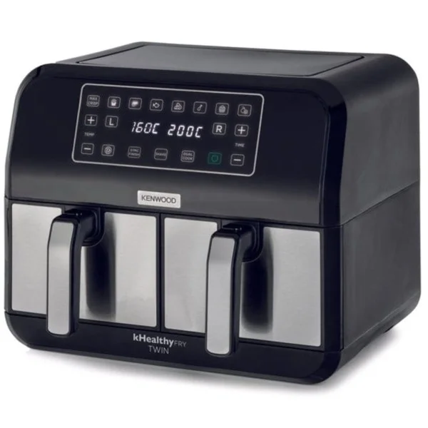 Kenwood Digital Twin Air Fryer 4 Liters + 4 Liters, Black/Silver - HFM75.000MB