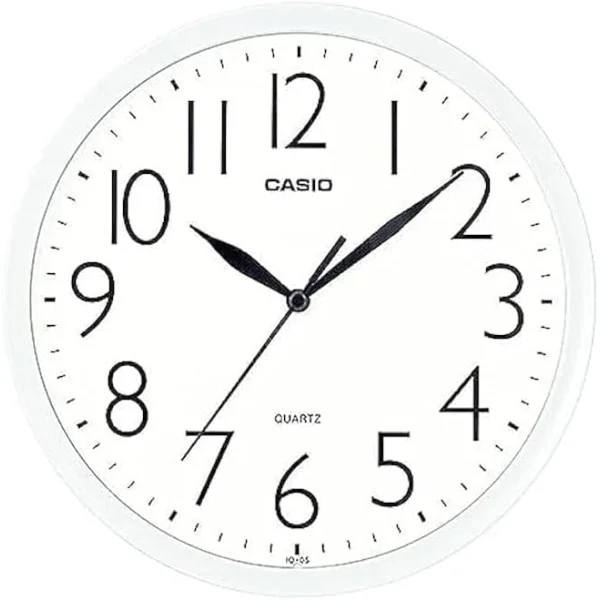 Casio White Dial Analog Wall Clock, White - IQ-05-7DF