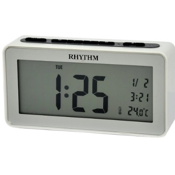 Rhythm Digital Alarm Clock, White - LCT102NR03